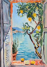 Henri Matisse Style Poster, Méditerranée, fenêtre ouverte, pastel sur Niklas Maximilian