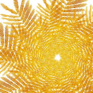 Goldene spiralförmige Albizia-Blätter von True Nature Art
