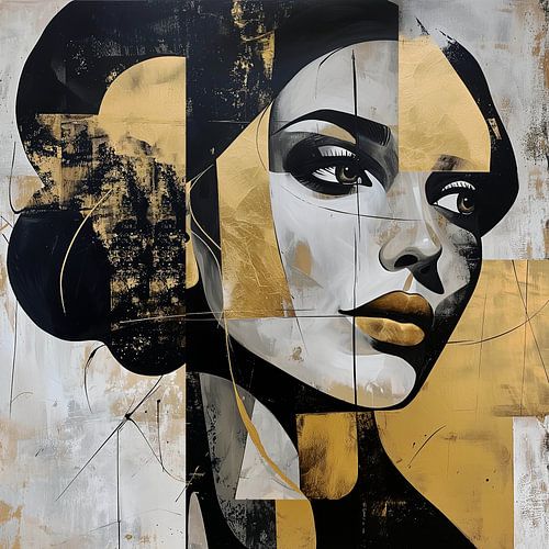 Portrait d'une femme, abstrait 'Golden Perspective' ;