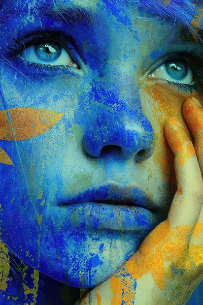 portrait in yellow and blue by Egon Zitter