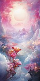 Fond abstrait de couleurs douces et de nuages sur Art Bizarre