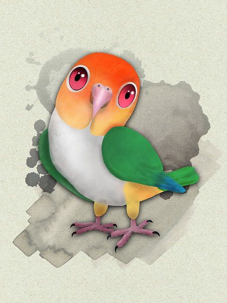 Een grappige witbuik caique van Bianca Wisseloo