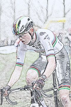 Fem van Empel wereldkampioen cyclocross tekening van FreddyFinn