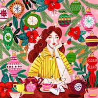 Feestelijke retro kerst vrouw