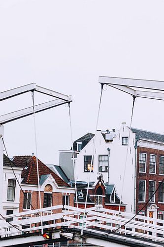 Pont de pierre tombale sur le Spaarne en hiver Haarlem