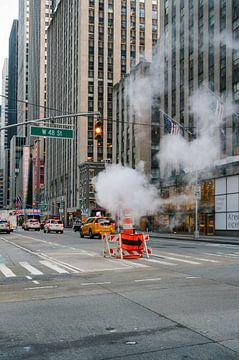 Steam clouds over New York streets