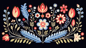 Folkloristisch bloemen patroon van Vlindertuin Art