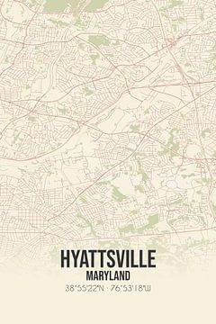 Vintage landkaart van Hyattsville (Maryland), USA. van MijnStadsPoster