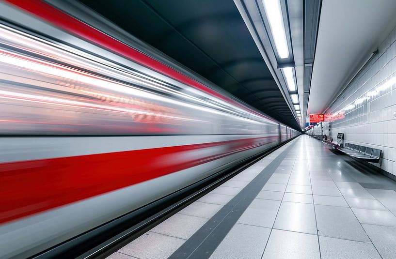 Bahnhofsszene, Zug in Bewegung von fernlichtsicht