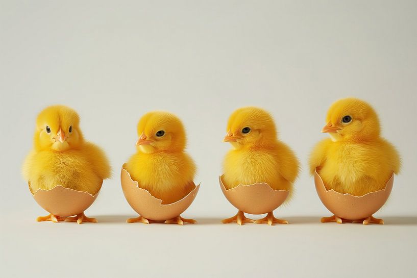 chick from their egg by Monique Leenaerts