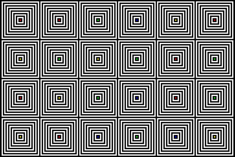 Verschachtelt | Mittig | 06x04 | N=08 | Random #02 | RGBY von Gerhard Haberern