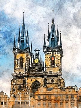 Prague watercolor art #Prague by JBJart Justyna Jaszke