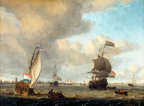 View of the Maas River in front of Rotterdam, Gerrit Pompe