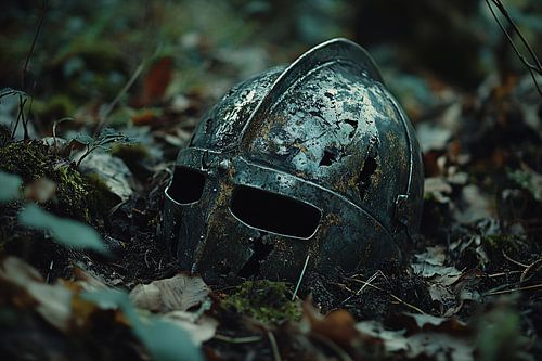 Verroeste ridderhelm in bos