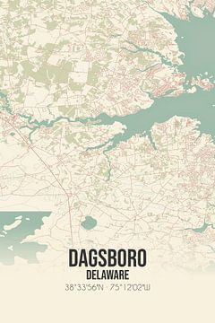 Carte ancienne de Dagsboro (Delaware), USA. sur Rezona