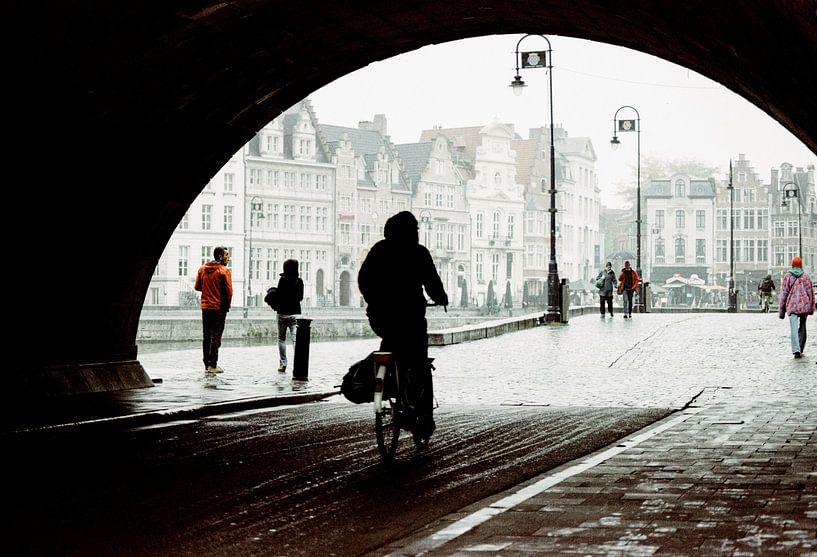 Zicht op de historische huizen van Gent. van Kathy Orbie