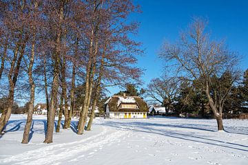 Huis aan de Bodden in Wieck aan de Fischland-Darß in de winter
