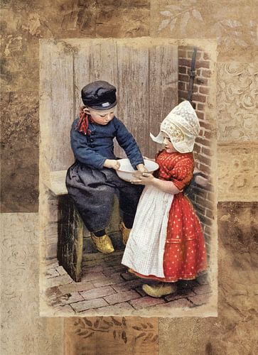 kinderen in Volendams Kostuum van Dutch Art