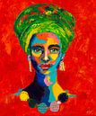 Afrikanische Frauen in Rot - Gemischte Medienkunst von Astridsart Miniaturansicht