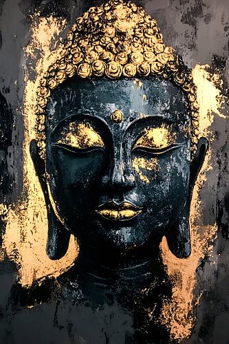 Bouddha doré sur fond sombre