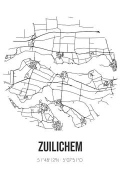 Zuilichem (Gelderland) | Karte | Schwarz und Weiß von Rezona