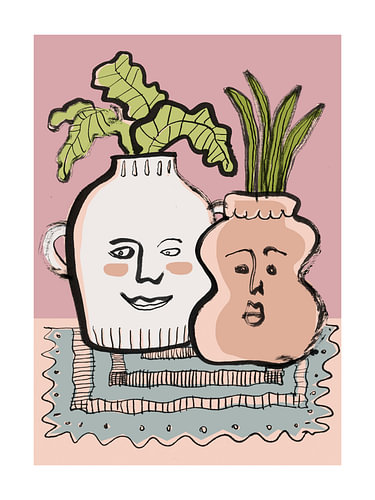 Vazen met vrolijke planten