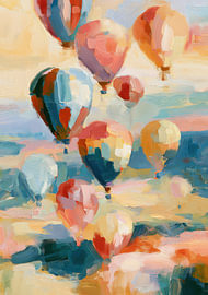 Des montgolfières aux couleurs pastel - Œuvre d'art abstraite sur Niklas Maximilian