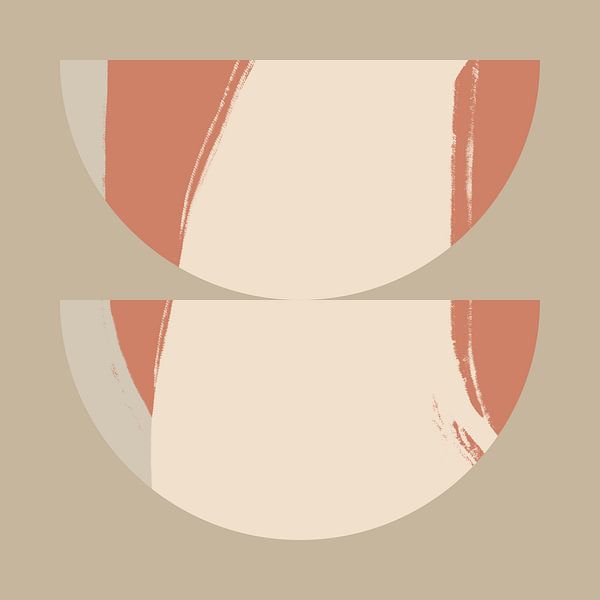 Abstract geometric shapes in terra, white, beige I by Dina Dankers