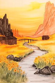 Paysage au coucher du soleil sur Poster Art Shop