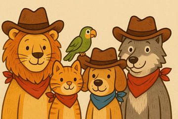 Friendly animal friends in western by Imperial Art House