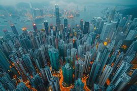 aerial photography over city and country