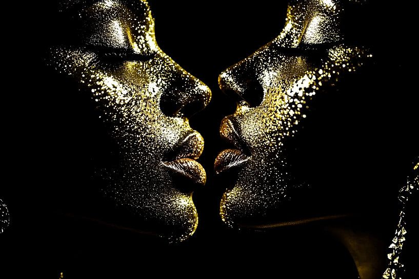 Black-and-gold face silhouettes art by Imperial Art House