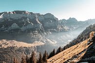 Alpstein mountains in autumn evening light by Besa Art thumbnail