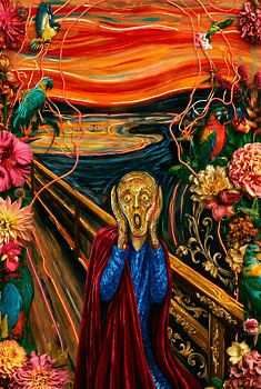 „The Gilded Scream“: Eine Interpretation im Neon-Barock-Stil