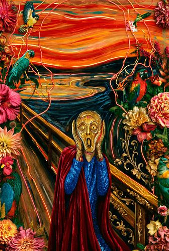 „The Gilded Scream“: Eine Interpretation im Neon-Barock-Stil