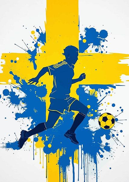 Sweden Football Player Dribbling Silhouette by MIROKKU