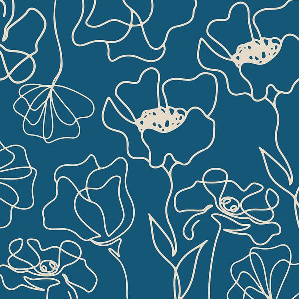 Scandinavische Bloemenmarkt van Mad Dog Art