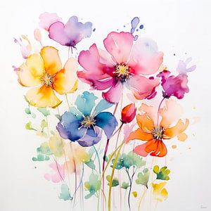 Fröhlicher Frühlingsstrauß in verschiedenen Farben von Lauri Creates