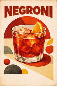 Retro Modern Negroni Cocktail Poster