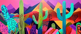 Bunte Kaktuslandschaft im Farbspiel von Poster Art Shop
