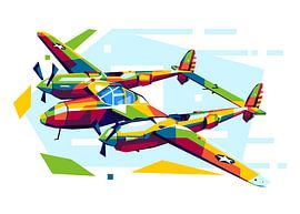 P-38 Lightning in WPAP Illustratie van Lintang Wicaksono