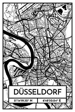 Düsseldorf – City Map Design Stadtplan Karte (Retro)