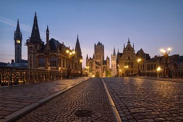 The old town of Ghent at dawn by Rolf Schnepp