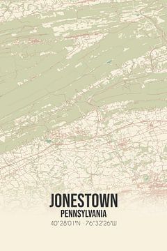Vintage landkaart van Jonestown (Pennsylvania), USA. van Rezona