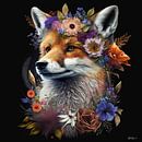 fox with flowers by Gelissen Artworks thumbnail