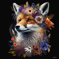 fox with flowers