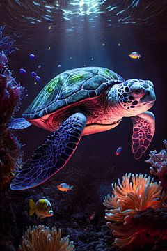 Magie van de onderwaterwereld - Zeeschildpad van Max Steinwald