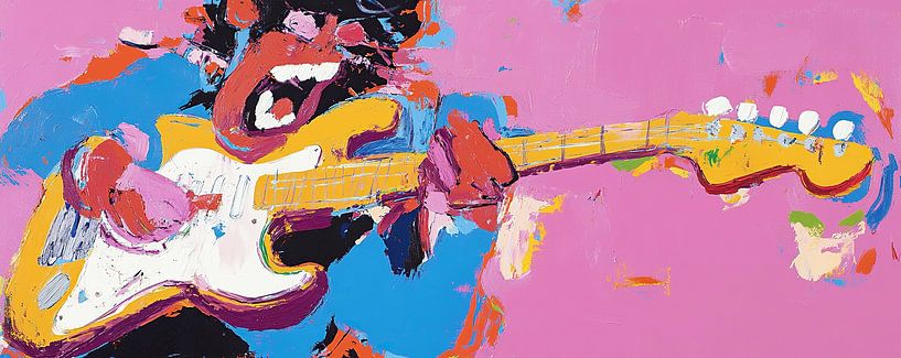 Gitarist | Electric Harmony in Color van De Mooiste Kunst