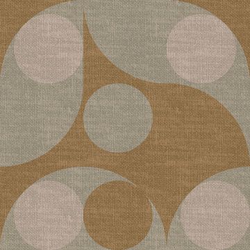 Moderne abstracte retro geometrische vormen in aardetinten: donkergeel, groen, beige van Dina Dankers