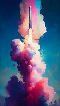 Kleurrijke raket lancering van But First Framing